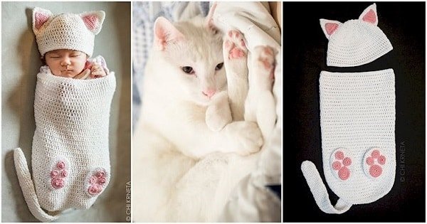 Crocheted Cat Cocoons For Your Newborn Human Are A Thing Now